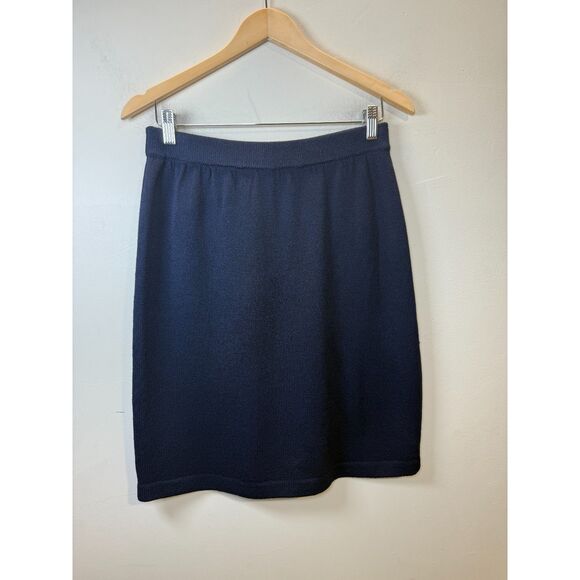 St John Pencil Skirt Women's Size 8 Navy Blue Wool Blend Santana Knit Classic - Picture 3 of 4